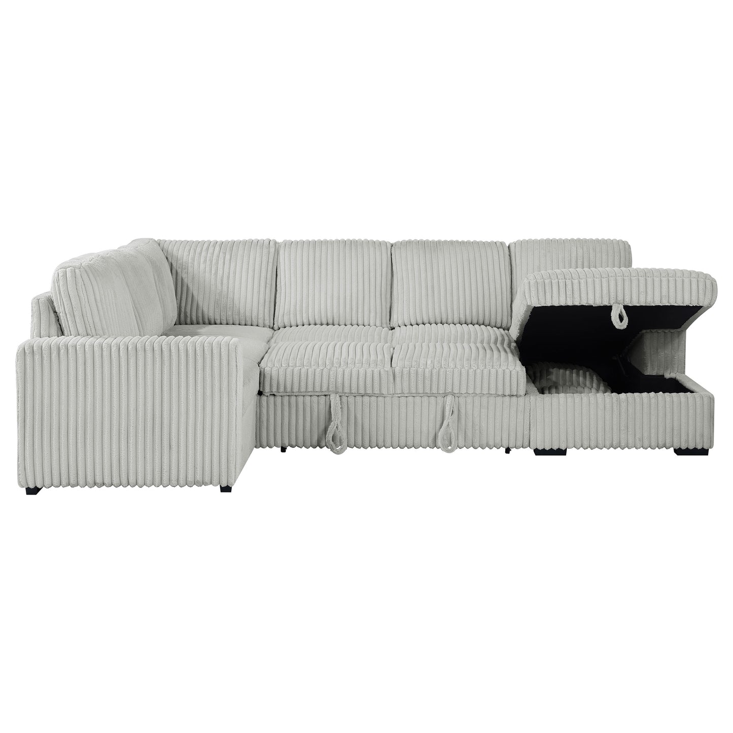 Devonshire Sleeper Sectional Sofa Storage Chaise Grey