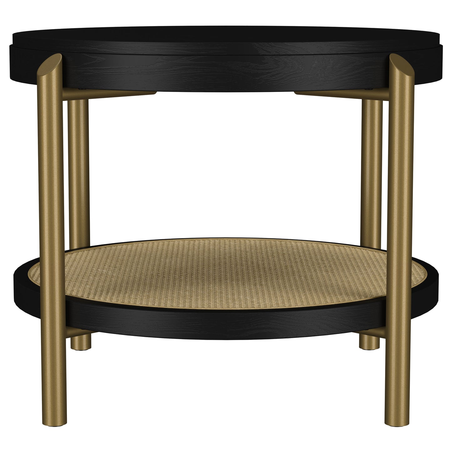 Arini Round End Side Table With Storage Shelf Black