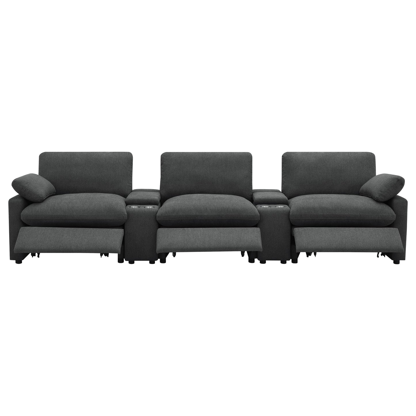 Collins 5-piece Power Reclining Home Theater Seating Dark Grey