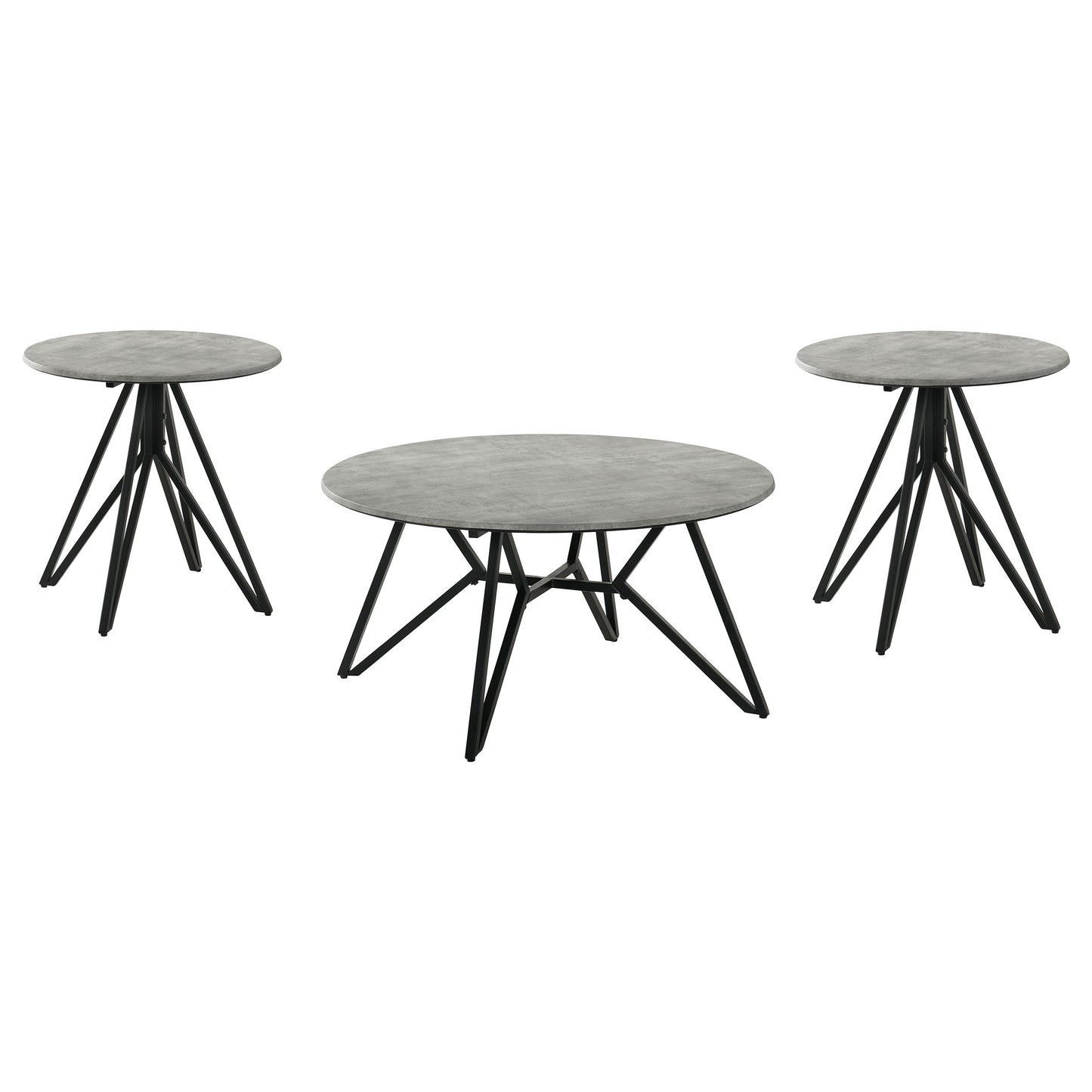 Hadi 3-piece Round SmartTop Coffee and End Table Set Cement